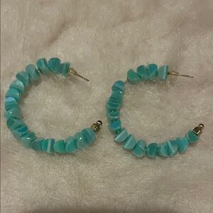 Turquoise Beaded Hoop Earrings
